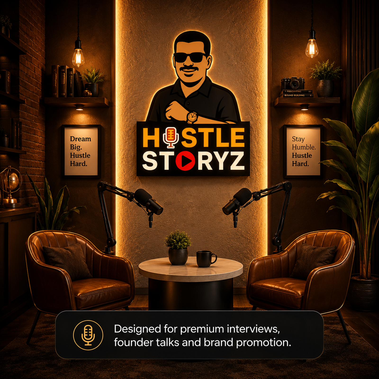 Premium Hustle Storyz podcast studio set